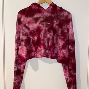 Misguided Red Tie Dye Crop Sweatshirt